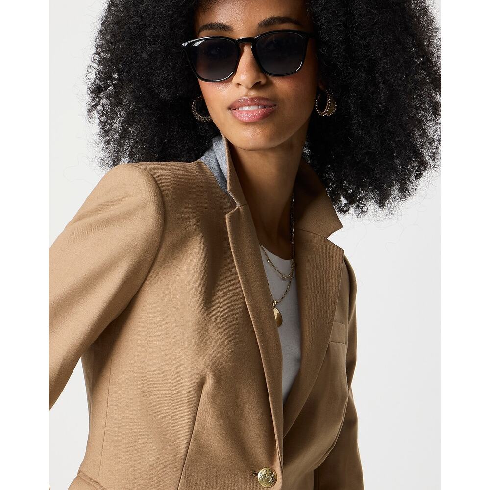 J.Crew Schoolboy Blazer Camel Tan Gold Button Wool Blend NWT Size 14 - Picture 2 of 14
